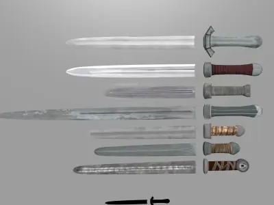 Low poly handpainted Weapon Pack Low-poly 3D model
