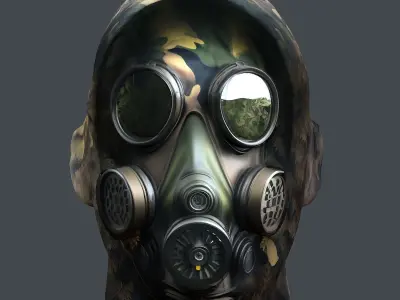Gas mask helmet 3d model military combat Low-poly Low-poly 3D model 6