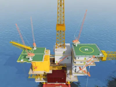Offshore drilling platform-oil drilling 3D model