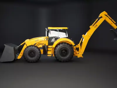 Generic Large Backhoe Loader Low-poly 3D model