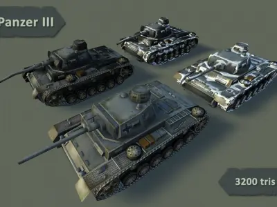 Panzer III Tank Pack Low-poly 3D model