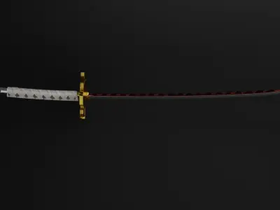 RED KATANA Low-poly 3D model