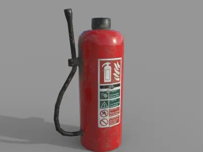 2 Old Fire Extinguishers Low-poly 3D model