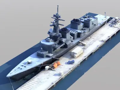 Battleship 2 Low-poly 3D model