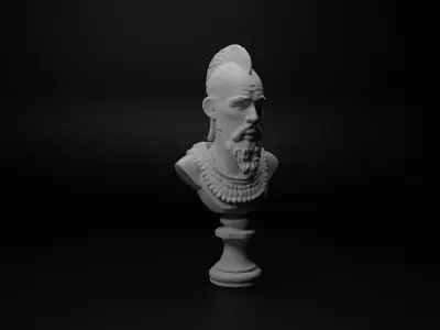 Zulu Warrior Bust Chess 3D print model