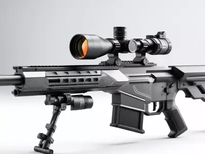 Futuristic Sniper Rifle with Holographic Scope 3D model