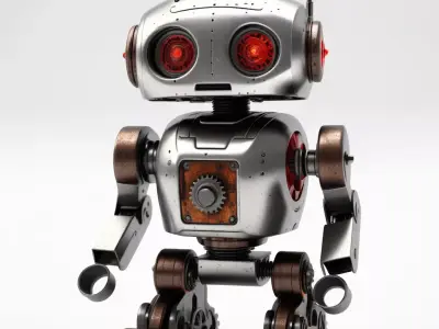 Retro Metallic Robot Character Model 3D model