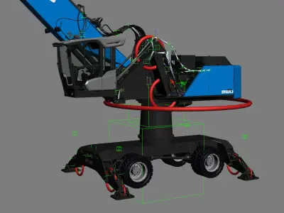 Material Handler Fuchs MHL360 Rigged Pylon-mounted machine 3D model