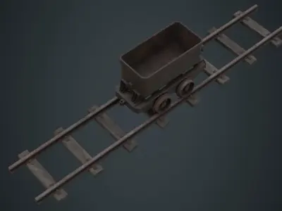 Mining Cart 1B Low-poly 3D model