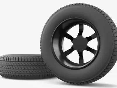 Automotive Alloy Wheel with Tire 3D model