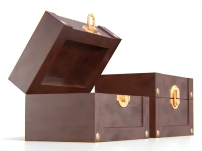 Wooden Jewelry Box Low-poly 3D model