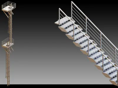 50 Stairs- Vol 03- Kitbash- High detail 3d models 3D model
