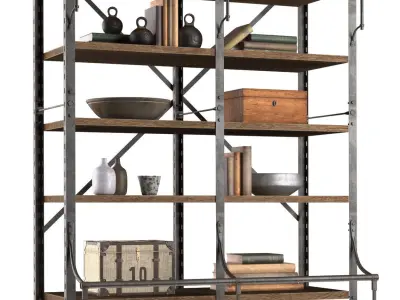 French Library Double Bookcase 3D model