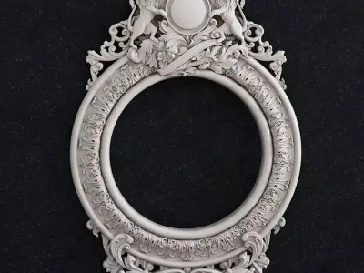 Carved Picture Lions Frame Frame baroque Mirror Picture frame 3 3D print model