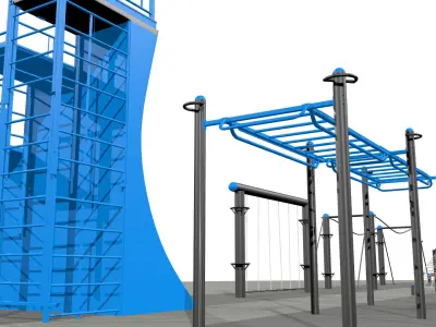 Outdoor Workout Fitness Gym Playground - 25 Plus Equipment  3D model
