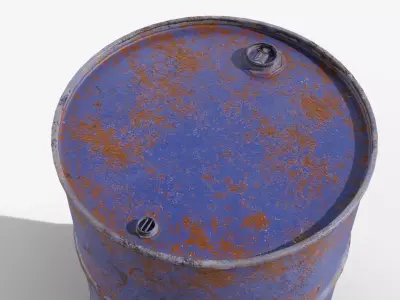 Steel Barrel - Blue - Rusted 3D model