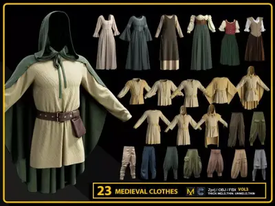 23 MEDIEVAL CLOTHES 3D model