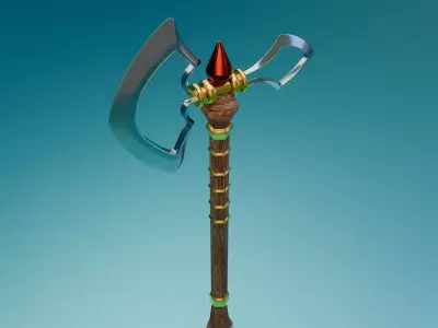 Fantasy Battle-Axe 3D Model Free 3D model