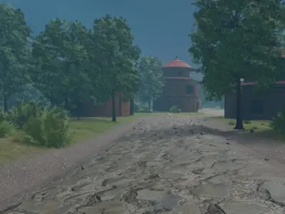 Misty Village Landscape 3D model
