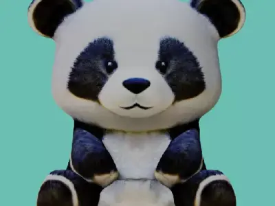 Low poly baby panda 3D model