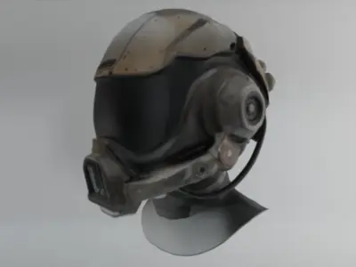 Futuristic Combat Helmet Low-poly 3D model