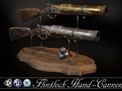 Flintlock Hand-Cannon - two skins Low-poly 3D model