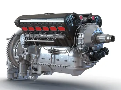 Old Piston Aero Engine 3D model