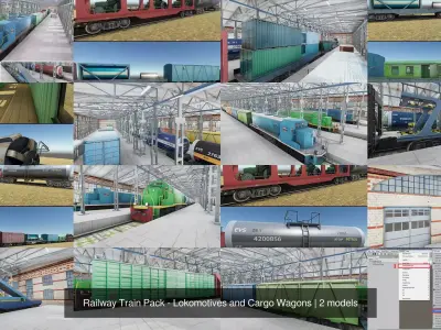 Railway Train Pack - Lokomotives and Cargo Wagons
