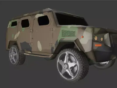 Military car Low-poly 3D model