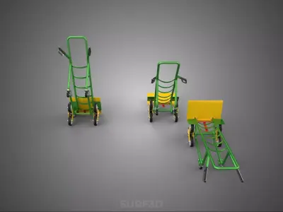 ADJUSTABLE PLATE TOE BASE BED POSITION HAND TRUCK STAIR CLIMBING 3D model