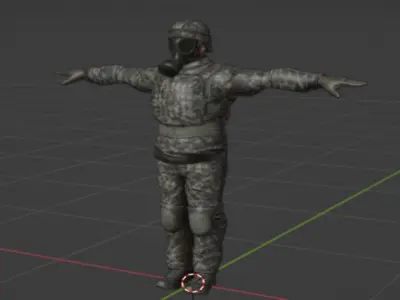  soldier in a gas mask Low-poly 3D model