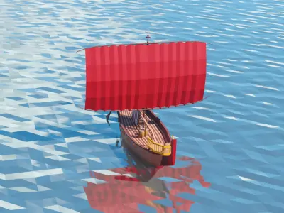 Egypt Boat Big Low Poly Low-poly 3D model