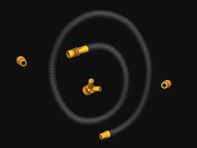Industrial vacuum cleaner hose 3D model