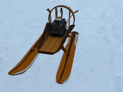 Airboat snow sled for sims Low-poly 3D model