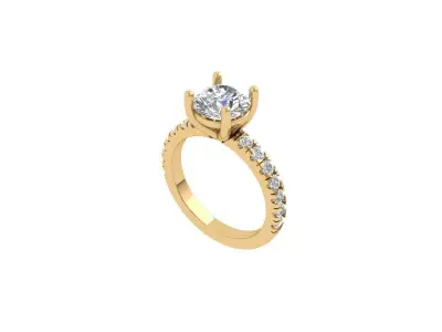 Solitaire Engagement Art Deco Ring 3D print model 65