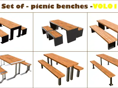 Set of 6 picnic benches-VOL01 3D model