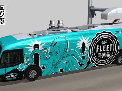 Proterra electric 40 Foot bus AON center chicago octopus livery Low-poly 3D model