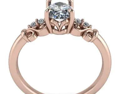 Vintage Solitaire Handcraft design antique Ovalcut Ring Classic 3D print model