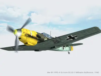  Messerschmitt Bf-109E-4 Green 1 3D model