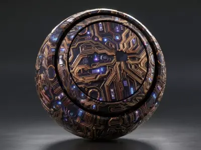 Sci-Fi Cyber Circuit Core  Substance Painter Smart Material  3D model