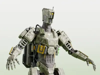 Bravo - Irish Themed War Machine Robot GAME READY and RIGGED Low-poly 3D model