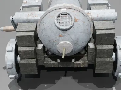 Realistic Ancient Cannon Low Poly 3D model