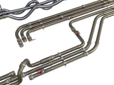 Modular Pipes - Old Copper Low-poly 3D model