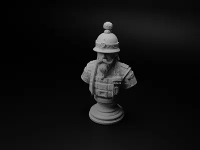 Feudal Japanese Soldier Bust Chess 3D print model order