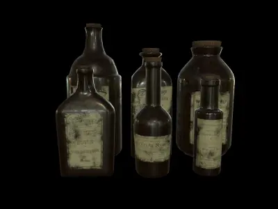 Old Medicine Bottles Low-poly 3D model
