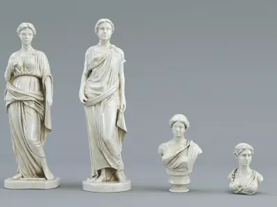 Pack classical sculptures Low-poly 3D model