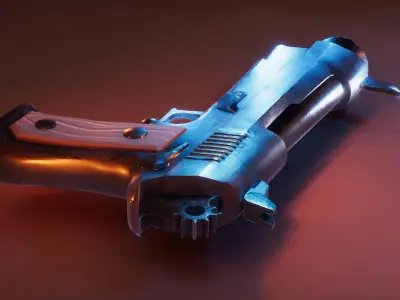 Stylized Pistol Low-poly 3D model