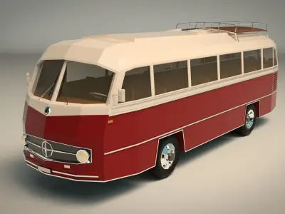 Low Poly Vintage Bus 02 Low-poly 3D model