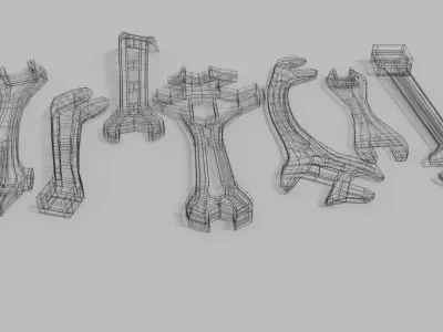 A set of old rusted keys 3D model