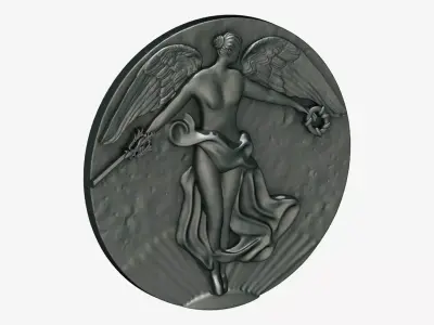1914 WWI Victory Antique Belgian Victory Peace Angel 3D print model